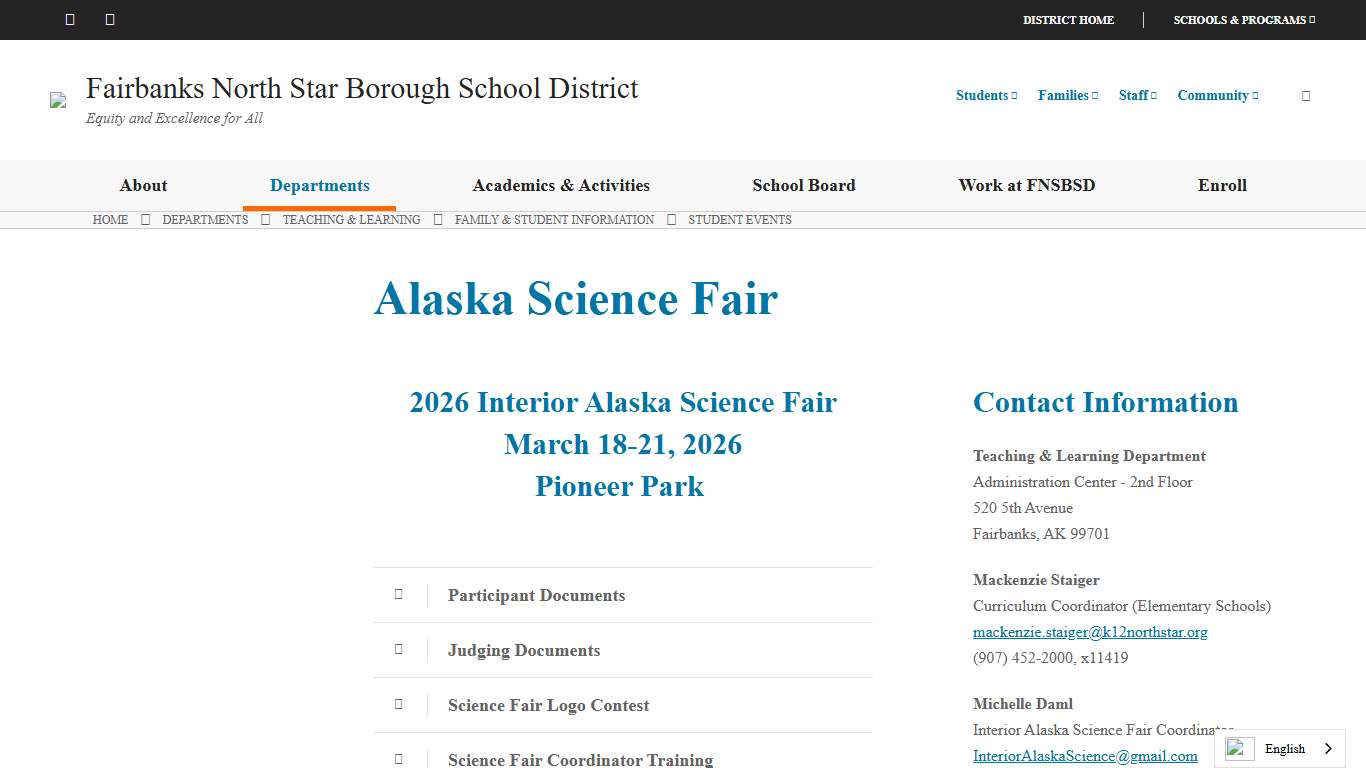 Alaska Science Fair - Fairbanks North Star Borough School District