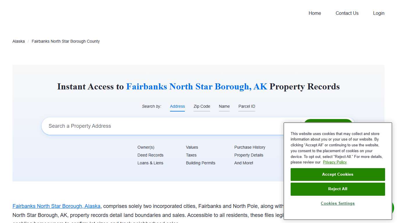 Fairbanks North Star Borough County Property Records Owners, Deeds, Permits